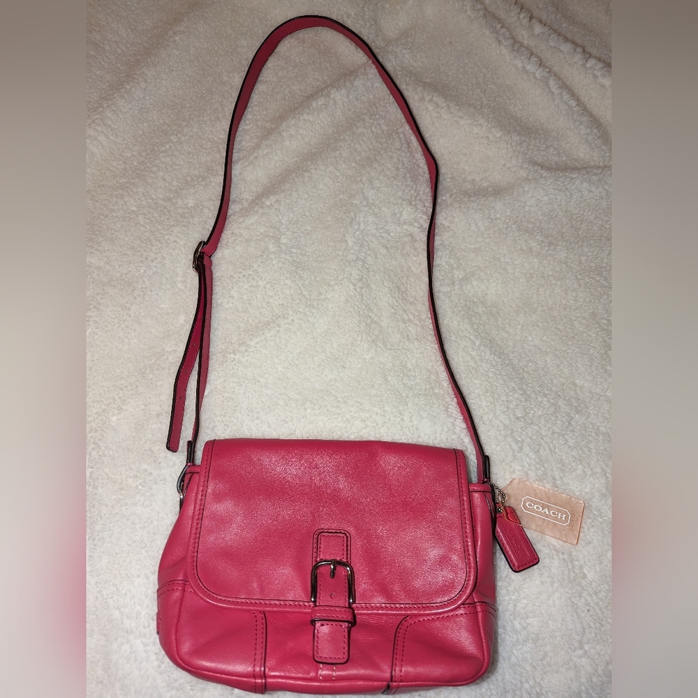 COACH HADLEY LEATHER FIELD CROSSBODY SHOULDER BAG STRAWBERRY PINK 29763